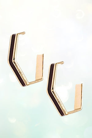 SEMI HEXAGON HOOP EARRING