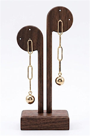 CHAIN LINK ORB DANGLE POST DROP EARRING