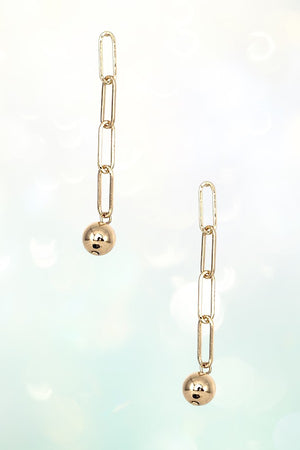 CHAIN LINK ORB DANGLE POST DROP EARRING