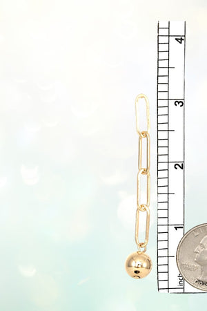 CHAIN LINK ORB DANGLE POST DROP EARRING