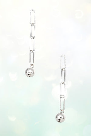 CHAIN LINK ORB DANGLE POST DROP EARRING
