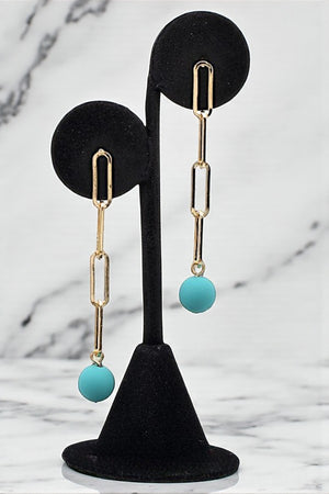 BALL BEAD CHAIN LINK DANGLE EARRING