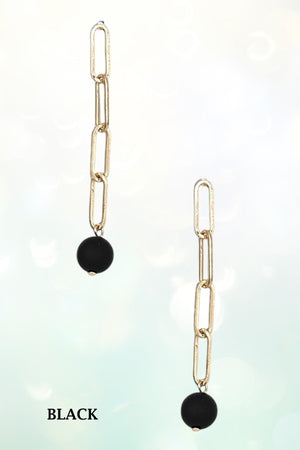 BALL BEAD CHAIN LINK DANGLE EARRING