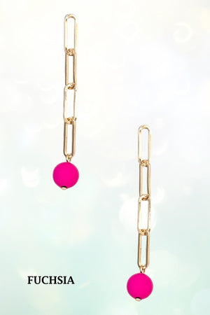 BALL BEAD CHAIN LINK DANGLE EARRING
