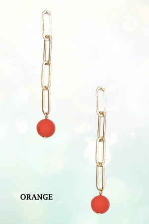 BALL BEAD CHAIN LINK DANGLE EARRING