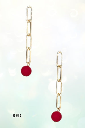 BALL BEAD CHAIN LINK DANGLE EARRING