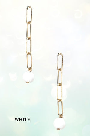 BALL BEAD CHAIN LINK DANGLE EARRING
