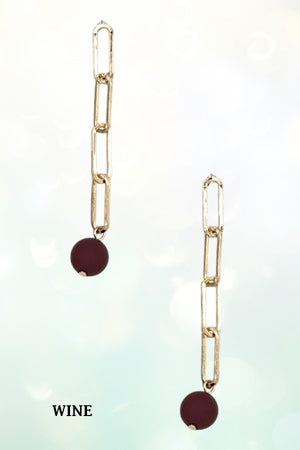 BALL BEAD CHAIN LINK DANGLE EARRING