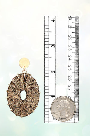 WRAPPED OVAL FRAMED DANGLE EARRING