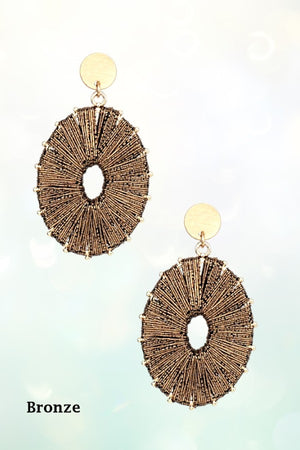 WRAPPED OVAL FRAMED DANGLE EARRING