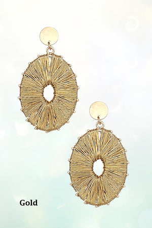WRAPPED OVAL FRAMED DANGLE EARRING