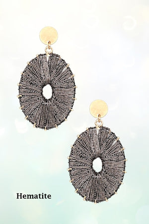 WRAPPED OVAL FRAMED DANGLE EARRING