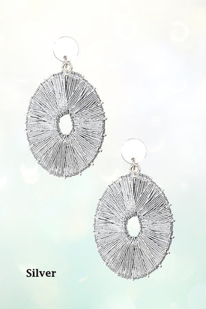 WRAPPED OVAL FRAMED DANGLE EARRING
