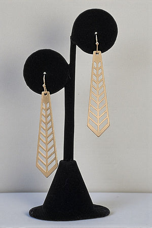 GEO SHAPE CUT OUT DROP BRASS EARRING