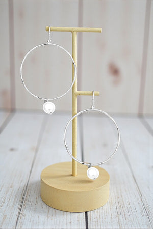 FRESHWATER PEARL DANGLE ROUND RING DROP EARRING