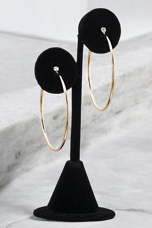 GEM STONE ACCENT SEMI HOOP EARRING