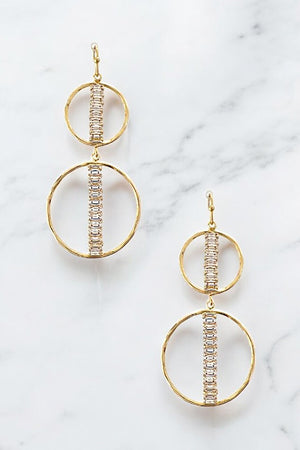 Aligned Gem Double Circle Drop Earring