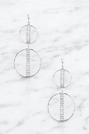 Aligned Gem Double Circle Drop Earring