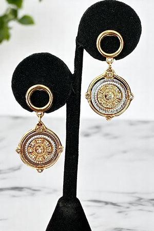 COIN DROP ROUND RING POST EARRING