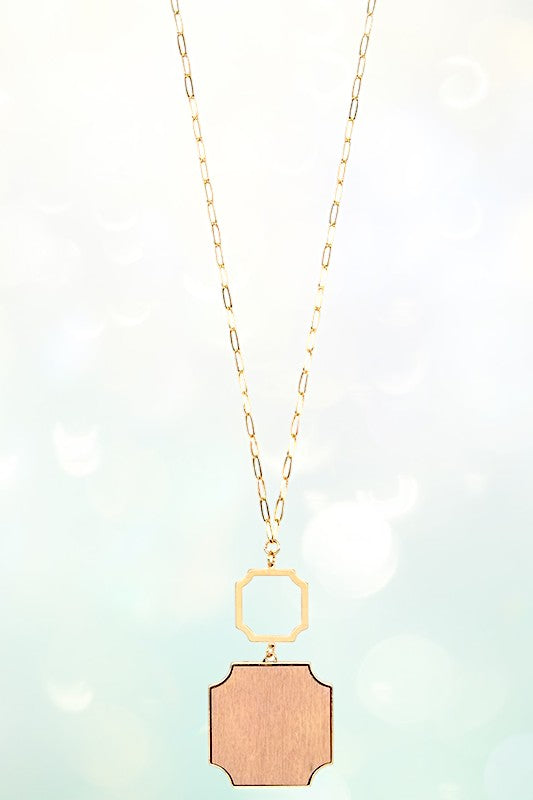 WOOD PENDANT LONG NECKLACE SET