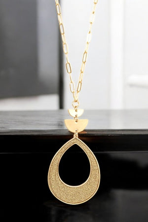 GLITTER TEARDROP LONG NECKLACE