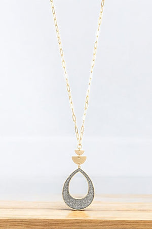 GLITTER TEARDROP LONG NECKLACE