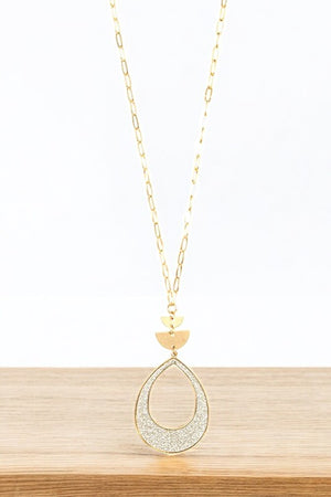 GLITTER TEARDROP LONG NECKLACE