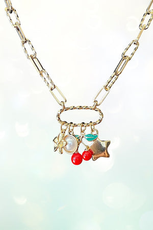 MULTI CHARM DANGLE CHAIN NECKLACE SET