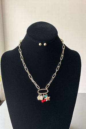 MULTI CHARM DANGLE CHAIN NECKLACE SET