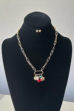 MULTI CHARM DANGLE CHAIN NECKLACE SET