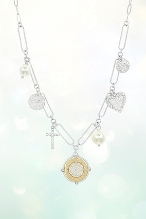 COIN MULTI CHARMS DANGLE CHAIN NECKLACE SET