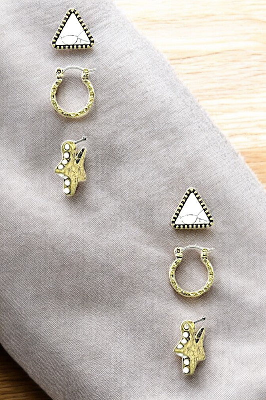 Triangle Star Hoop Earring Set