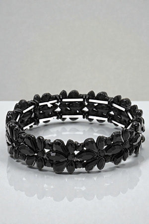 SEMI FLORAL CRYSTAL GEM LINK STRETCH BRACELET