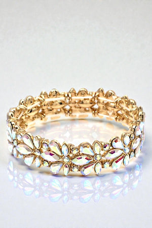 SEMI FLORAL CRYSTAL GEM LINK STRETCH BRACELET