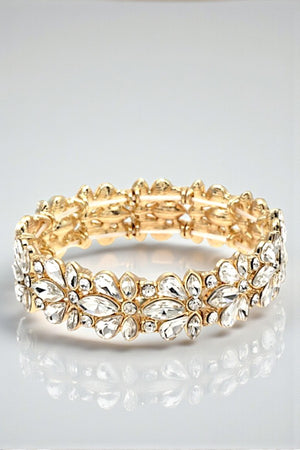 SEMI FLORAL CRYSTAL GEM LINK STRETCH BRACELET