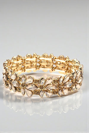 SEMI FLORAL CRYSTAL GEM LINK STRETCH BRACELET