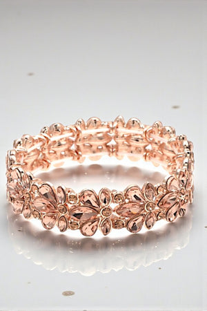 SEMI FLORAL CRYSTAL GEM LINK STRETCH BRACELET