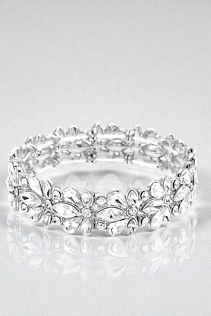 SEMI FLORAL CRYSTAL GEM LINK STRETCH BRACELET