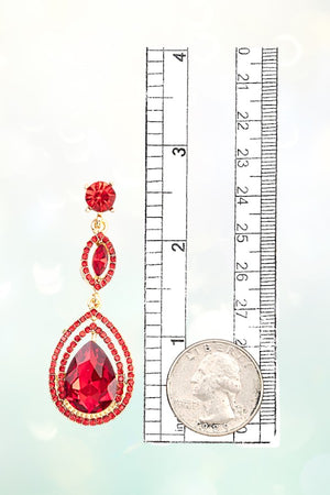 TRIPLE LINK TEARDROP CRYSTAL GEM DROP EARRING