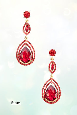 TRIPLE LINK TEARDROP CRYSTAL GEM DROP EARRING