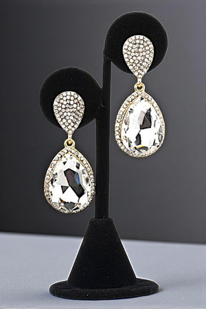 RHINESTONE CRYSTAL GEM TEARDROP DANGLE EARRING