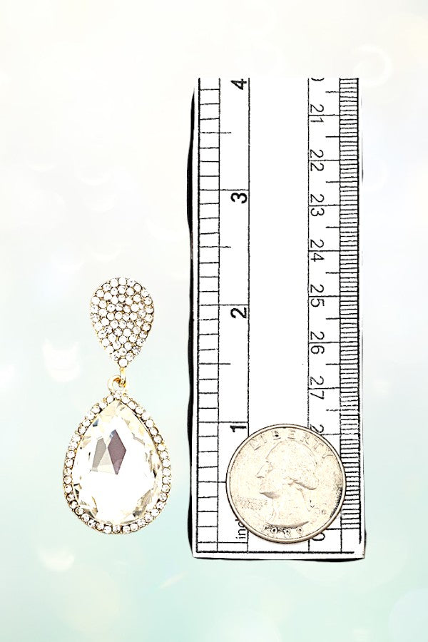 RHINESTONE CRYSTAL GEM TEARDROP DANGLE EARRING