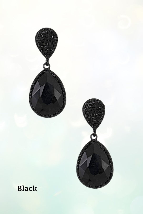 RHINESTONE CRYSTAL GEM TEARDROP DANGLE EARRING