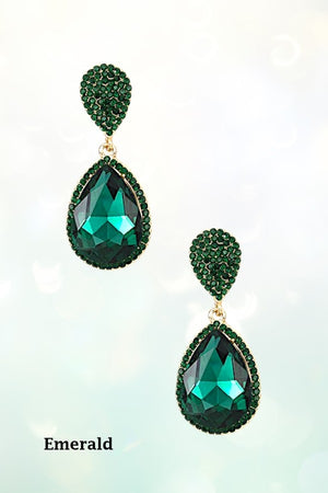 RHINESTONE CRYSTAL GEM TEARDROP DANGLE EARRING