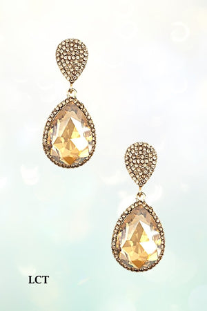 RHINESTONE CRYSTAL GEM TEARDROP DANGLE EARRING