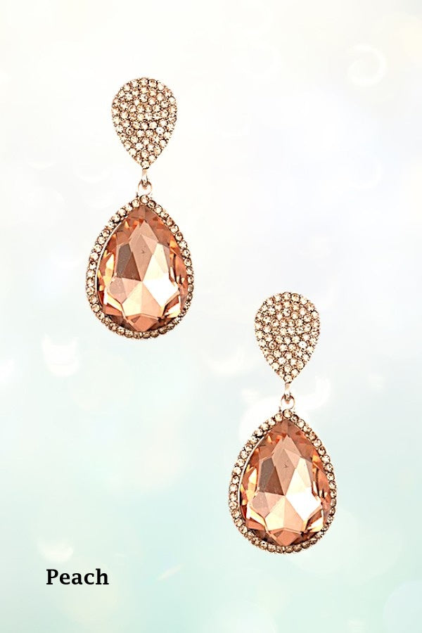 RHINESTONE CRYSTAL GEM TEARDROP DANGLE EARRING