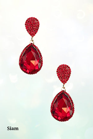 RHINESTONE CRYSTAL GEM TEARDROP DANGLE EARRING
