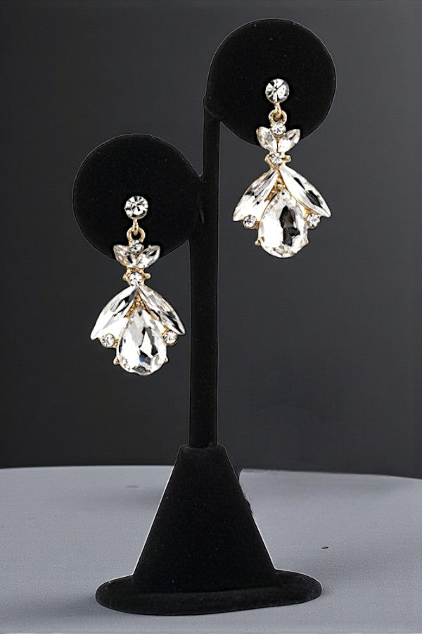 FACETED GEM ORNATE DROP EARRING