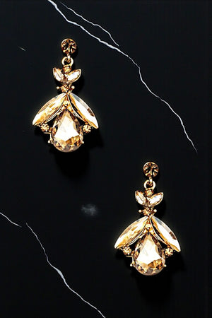 FACETED GEM ORNATE DROP EARRING