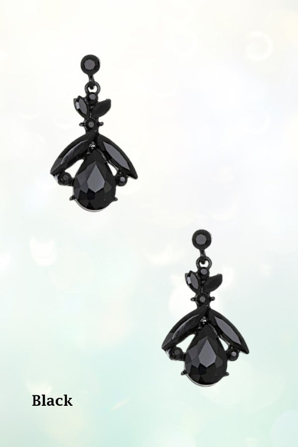 FACETED GEM ORNATE DROP EARRING